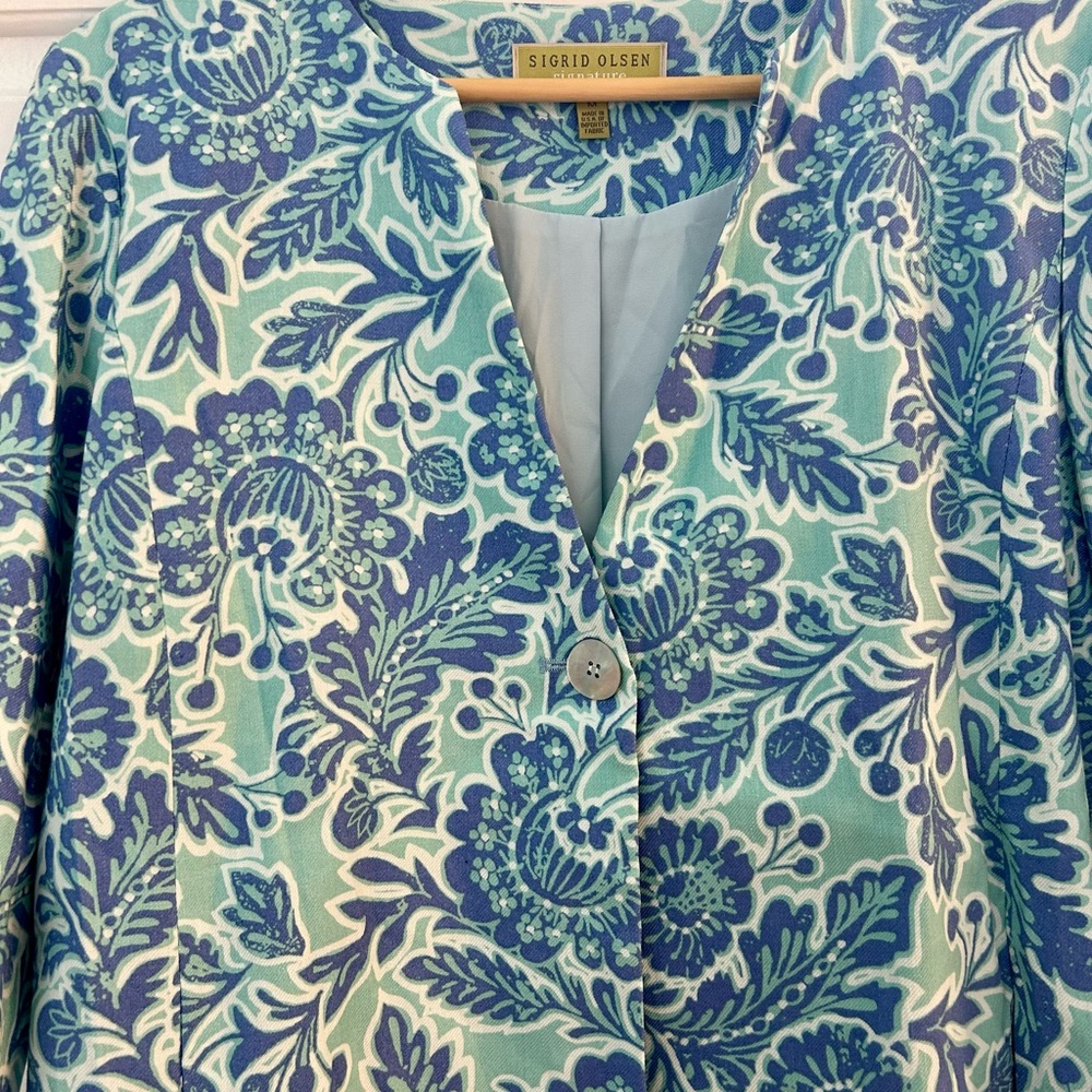 Sigrid Olsen Signature Tunic Jacket Island Flower 3/4 Sleeve size Medium - Picture 5 of 10